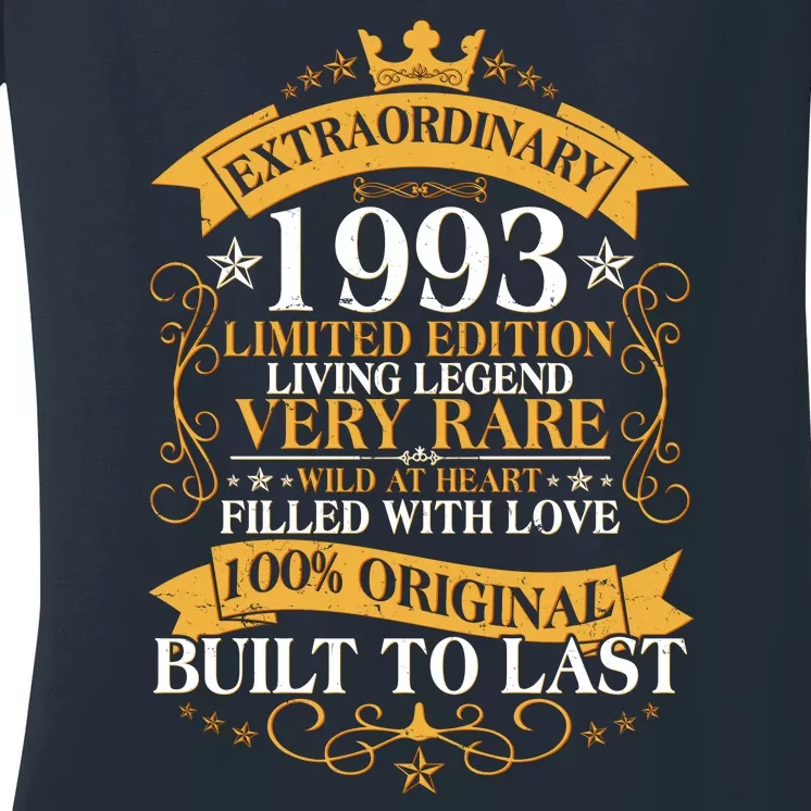 Extraordinary 1993 Limited Edition Built To Last 30th Birthday Women's V-Neck T-Shirt