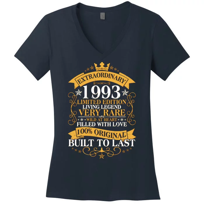 Extraordinary 1993 Limited Edition Built To Last 30th Birthday Women's V-Neck T-Shirt