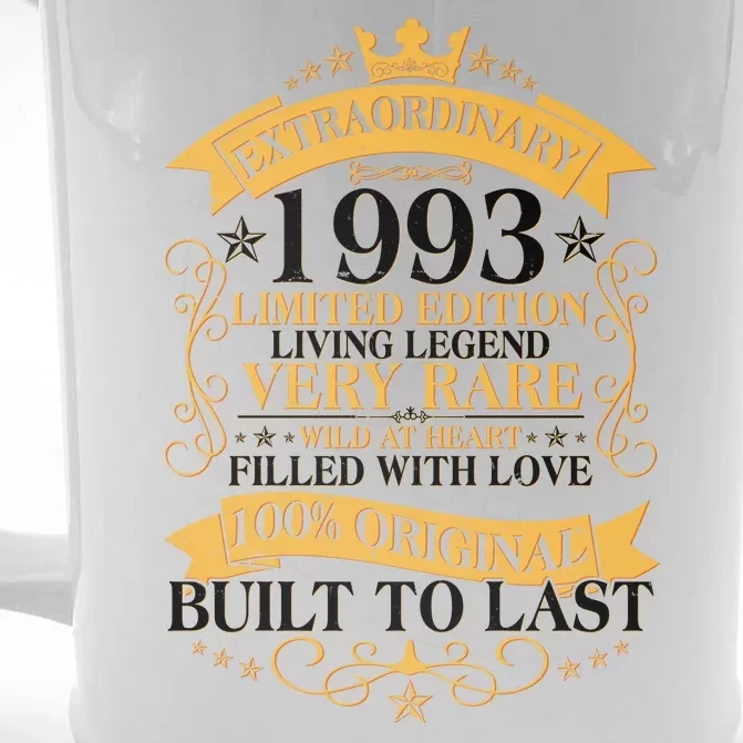 Extraordinary 1993 Limited Edition Built To Last 30th Birthday Front & Back Beer Stein