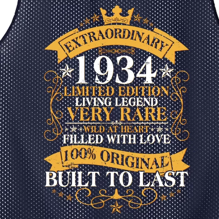 Extraordinary 1934 Limited Edition Built To Last 90th Birthday Mesh Reversible Basketball Jersey Tank