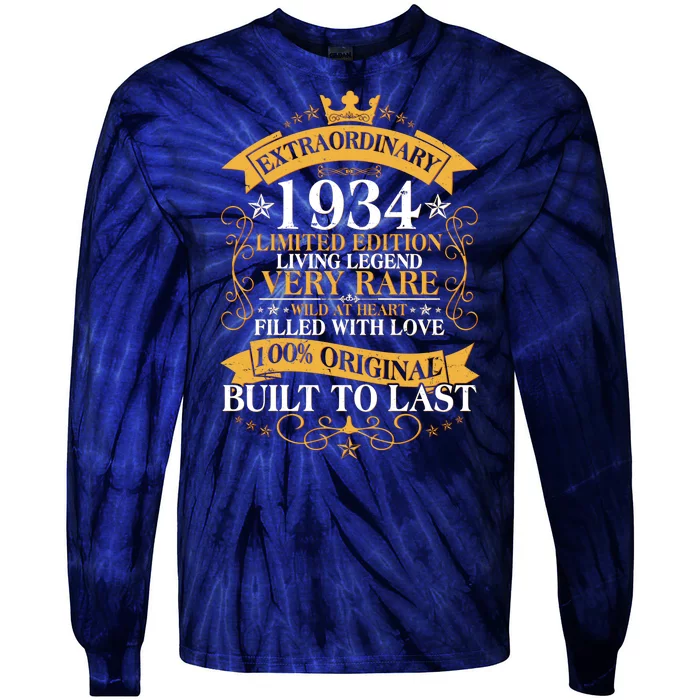 Extraordinary 1934 Limited Edition Built To Last 90th Birthday Tie-Dye Long Sleeve Shirt