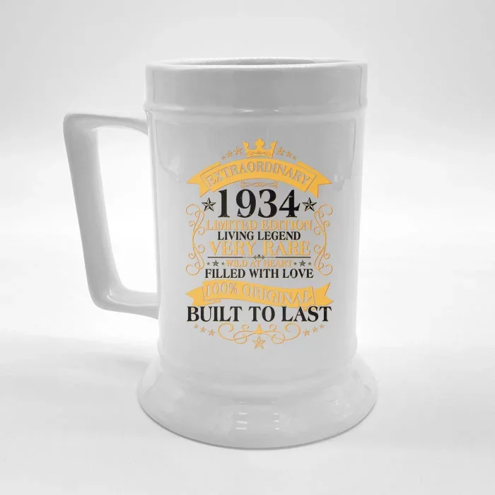 Extraordinary 1934 Limited Edition Built To Last 90th Birthday Front & Back Beer Stein