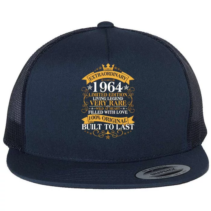 Extraordinary 1964 Limited Edition Built To Last 60th Birthday Flat Bill Trucker Hat