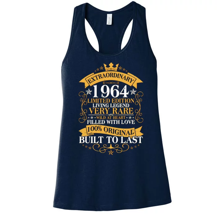 Extraordinary 1964 Limited Edition Built To Last 60th Birthday Women's Racerback Tank