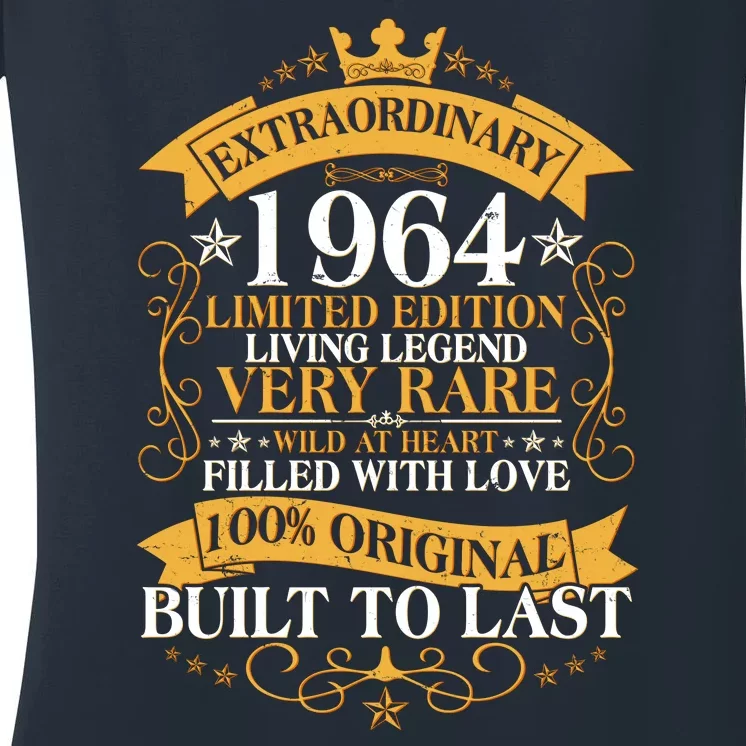 Extraordinary 1964 Limited Edition Built To Last 60th Birthday Women's V-Neck T-Shirt