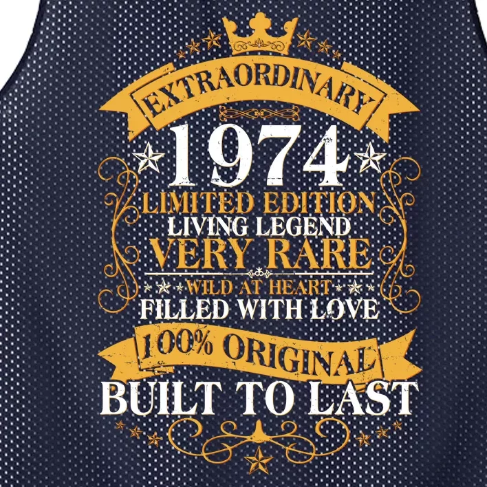 Extraordinary 1974 Limited Edition Built To Last 50th Birthday Mesh Reversible Basketball Jersey Tank