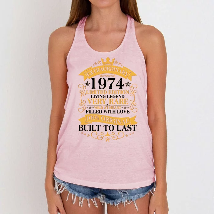 Extraordinary 1974 Limited Edition Built To Last 50th Birthday Women's Knotted Racerback Tank