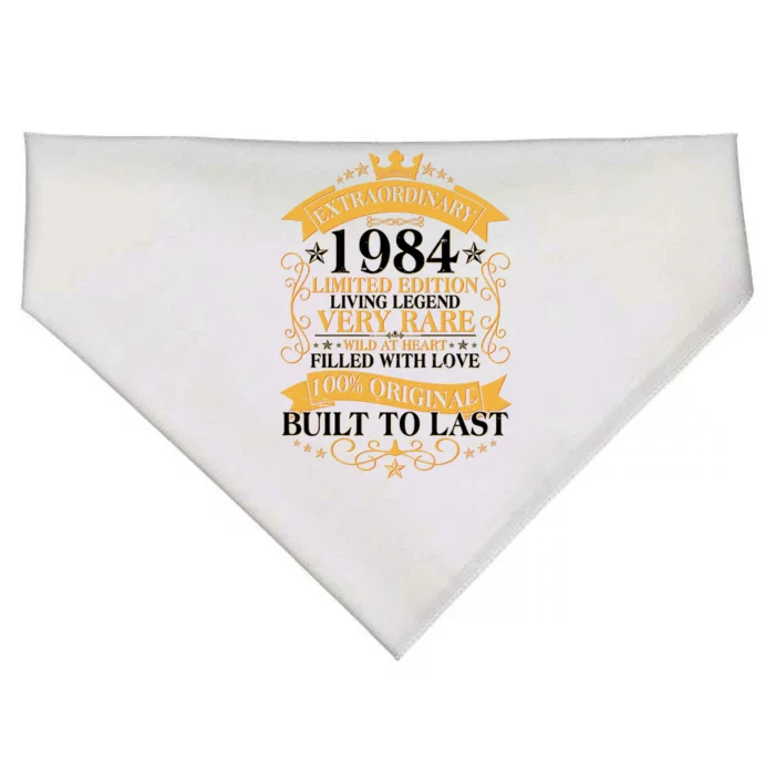 Extraordinary 1984 Limited Edition Built To Last 40th Birthday USA-Made Doggie Bandana