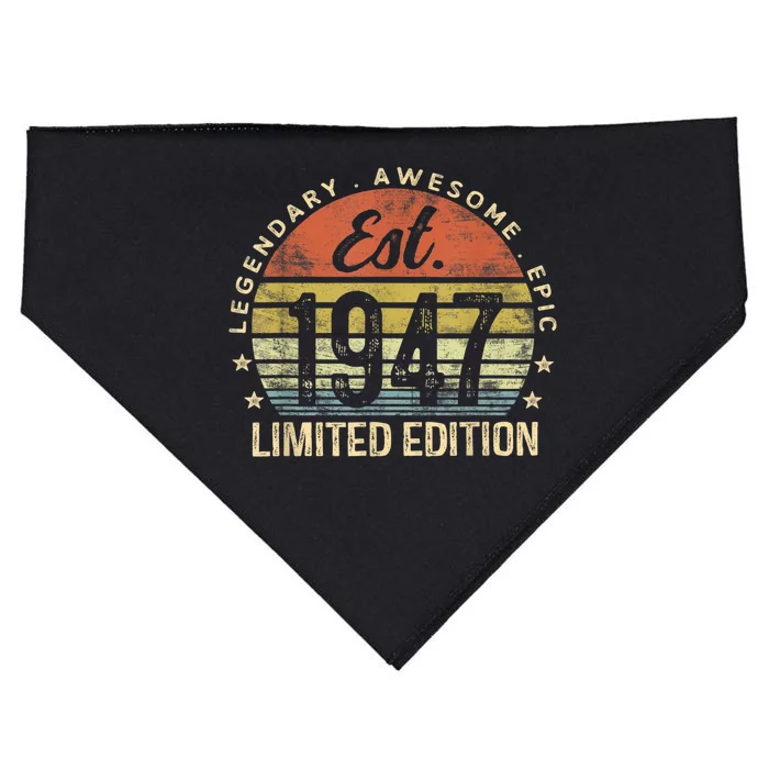 Est 1947 Limited Edition 76th Birthday Gifts 76 Year Old USA-Made Doggie Bandana