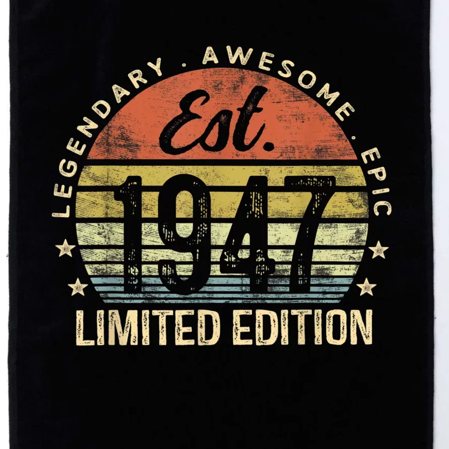 Est 1947 Limited Edition 76th Birthday Gifts 76 Year Old Platinum Collection Golf Towel