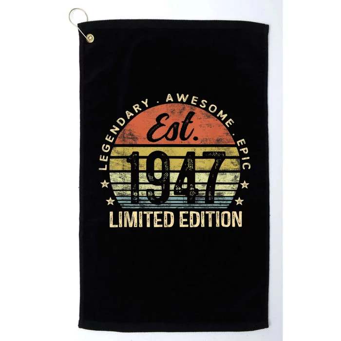 Est 1947 Limited Edition 76th Birthday Gifts 76 Year Old Platinum Collection Golf Towel