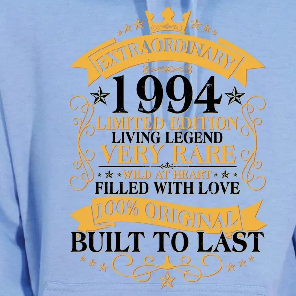 Extraordinary 1994 Limited Edition Built To Last 30th Birthday Unisex Surf Hoodie