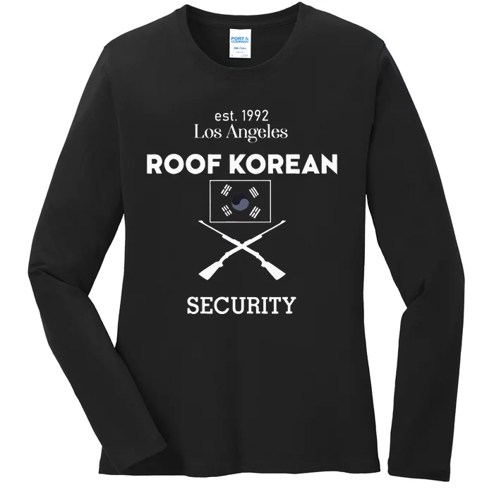 Est 1992 Los Angeles Roof Korean Security Ladies Long Sleeve Shirt