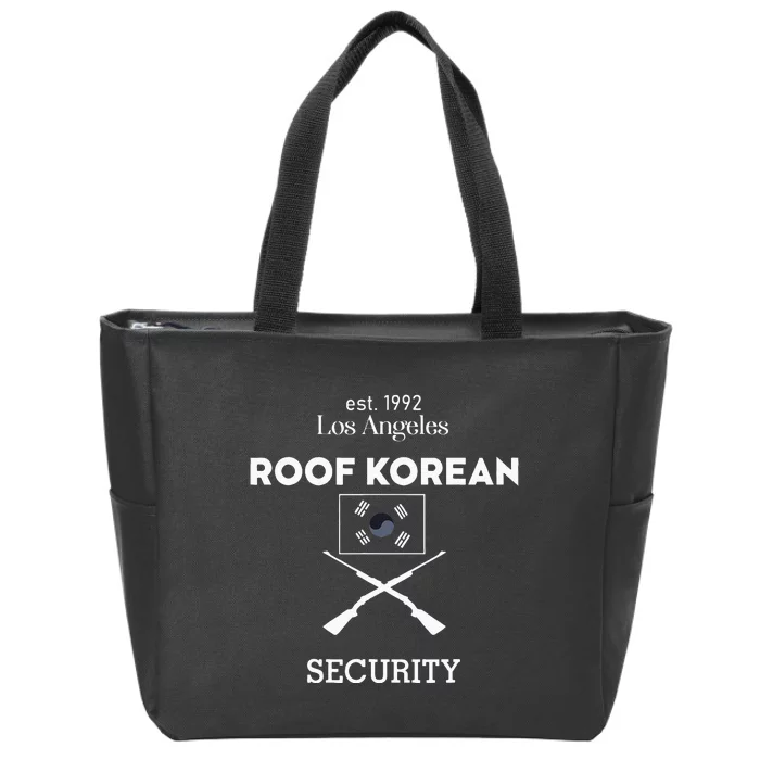 Est 1992 Los Angeles Roof Korean Security Zip Tote Bag