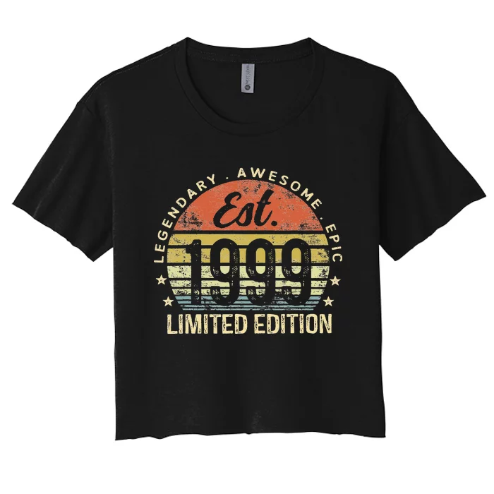 Est 1999 Limited Edition 24th Birthday Vintage 24 Year Old Women's Crop Top Tee