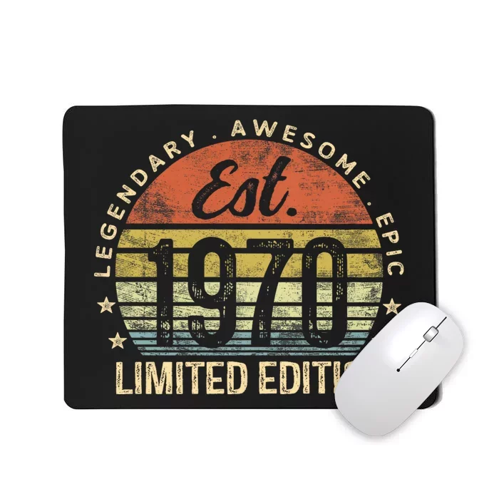 Est 1970 Limited Edition 54th Birthday Vintage 54 Year Old Born In 1970 Establ Mousepad