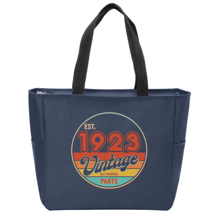 Est 1923 Vintage All Original Parts 100th Birthday Emblem Zip Tote Bag