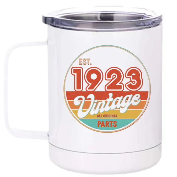 Est 1923 Vintage All Original Parts 100th Birthday Emblem Front & Back 12oz Stainless Steel Tumbler Cup