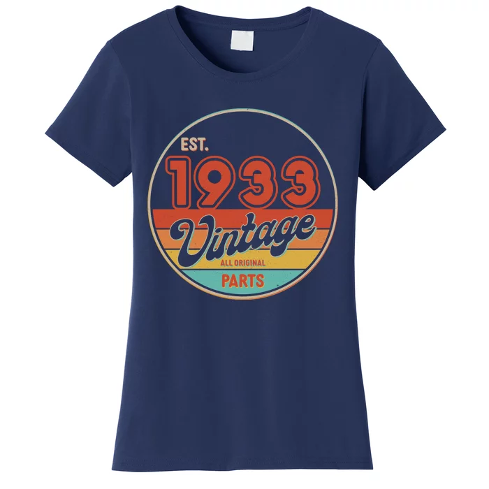 Est 1933 Vintage All Original Parts 90th Birthday Emblem Women's T-Shirt