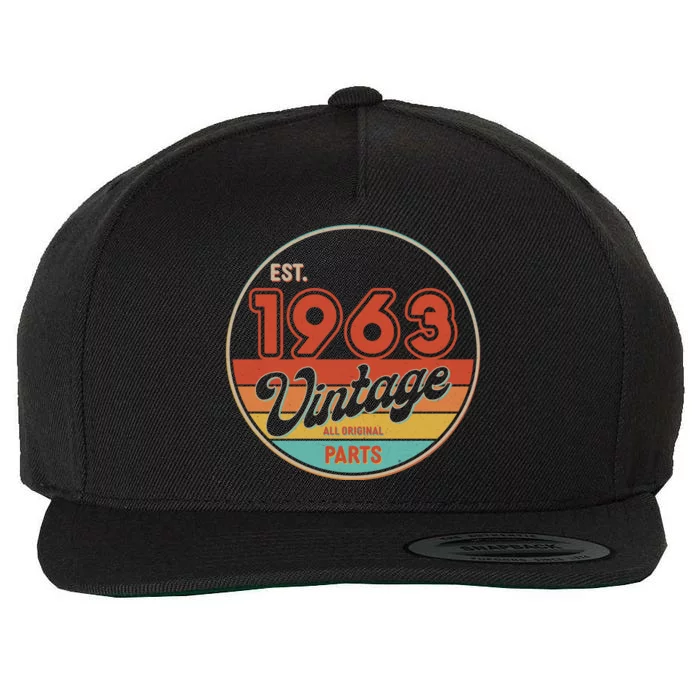 Est 1963 Vintage All Original Parts 60th Birthday Emblem Wool Snapback Cap