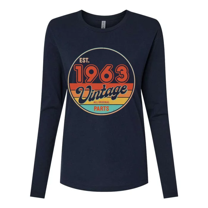 Est 1963 Vintage All Original Parts 60th Birthday Emblem Womens Cotton Relaxed Long Sleeve T-Shirt