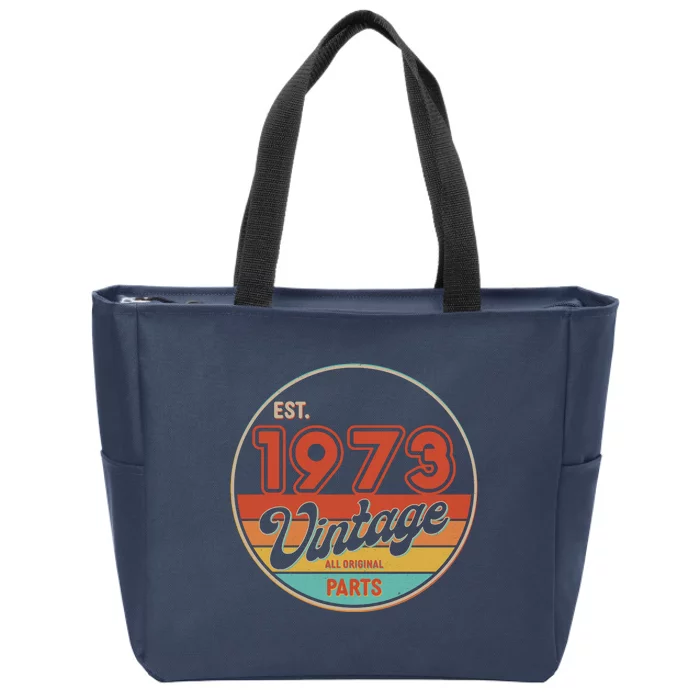 Est 1973 Vintage All Original Parts 50th Birthday Emblem Zip Tote Bag