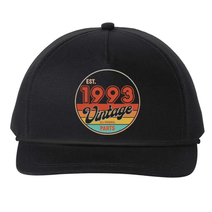 Est 1993 Vintage All Original Parts 30th Birthday Emblem Snapback Five-Panel Rope Hat