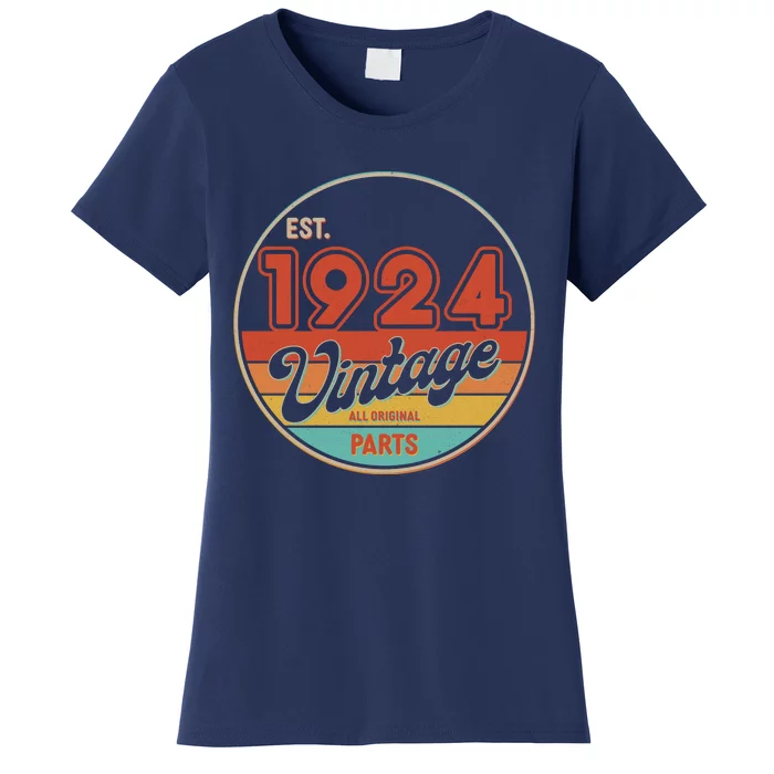 Est 1924 Vintage All Original Parts 100th Birthday Emblem Women's T-Shirt