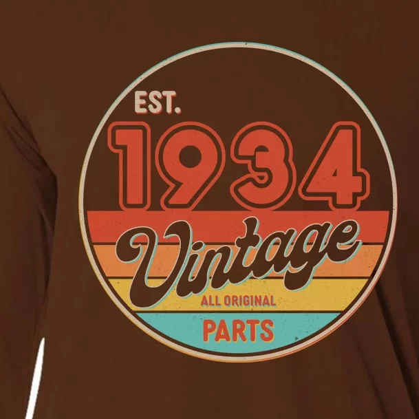 Est 1934 Vintage All Original Parts 90th Birthday Emblem Cooling Performance Long Sleeve Crew