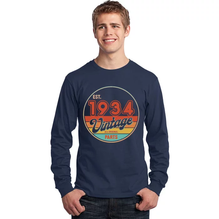 Est 1934 Vintage All Original Parts 90th Birthday Emblem Tall Long Sleeve T-Shirt