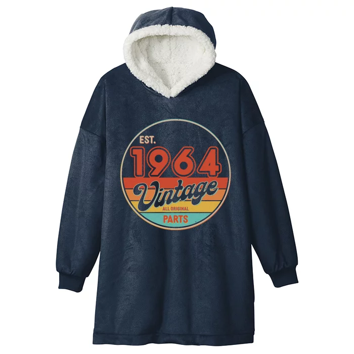 Est 1964 Vintage All Original Parts 60th Birthday Emblem Hooded Wearable Blanket