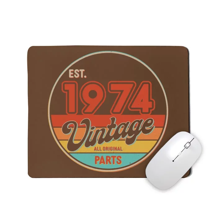 Est 1974 Vintage All Original Parts 50th Birthday Emblem Mousepad