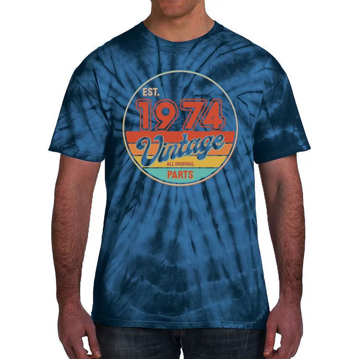 Est 1974 Vintage All Original Parts 50th Birthday Emblem Tie-Dye T-Shirt