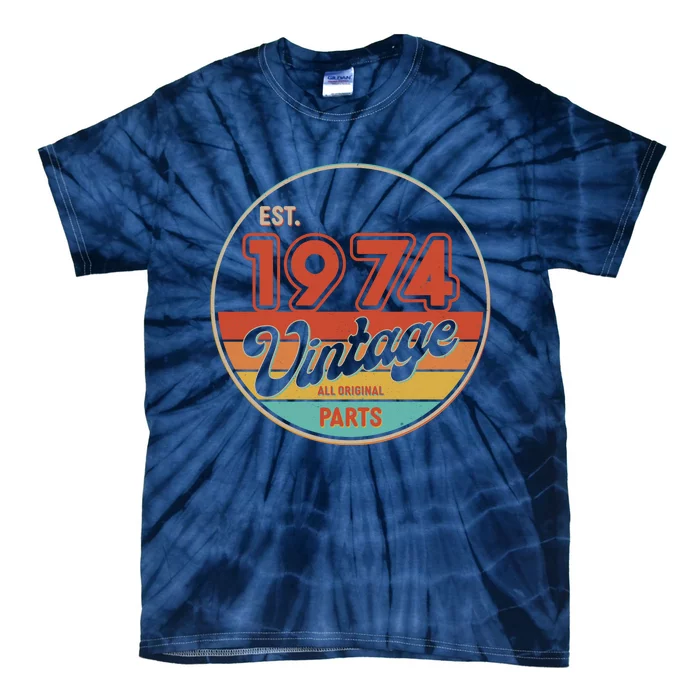 Est 1974 Vintage All Original Parts 50th Birthday Emblem Tie-Dye T-Shirt