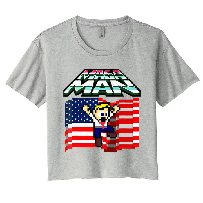 Election 2024 American Flag Maga Man Women's Crop Top Tee