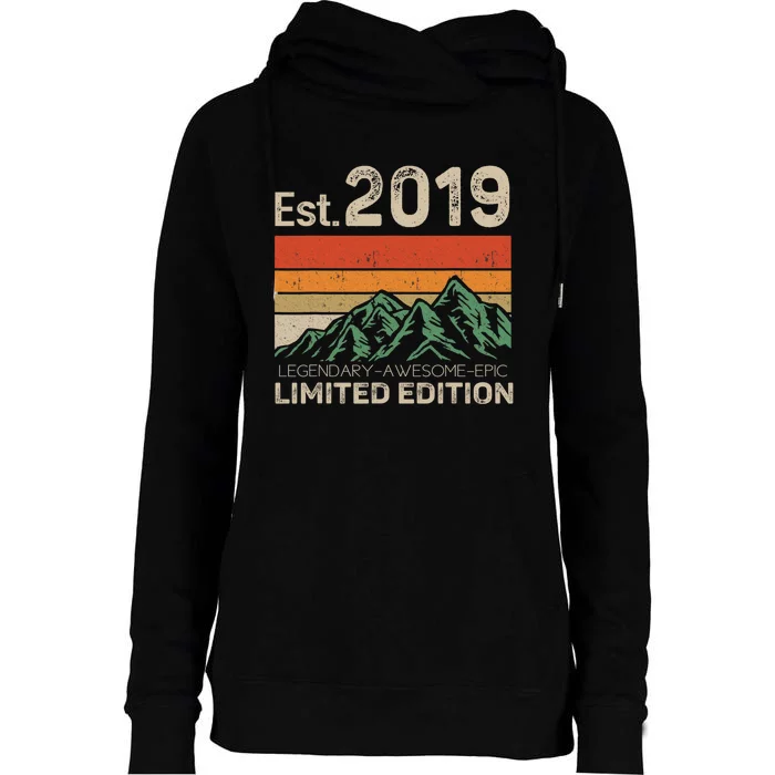 Est 2019 Legendary Awesome Epic Limited Edition 4th Birthday Womens Funnel Neck Pullover Hood