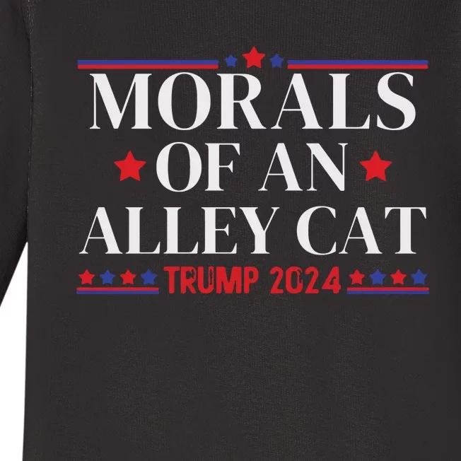 Election 2024 Morals Of An Alley Cat Political Debate Take America Back Maga Baby Long Sleeve Bodysuit