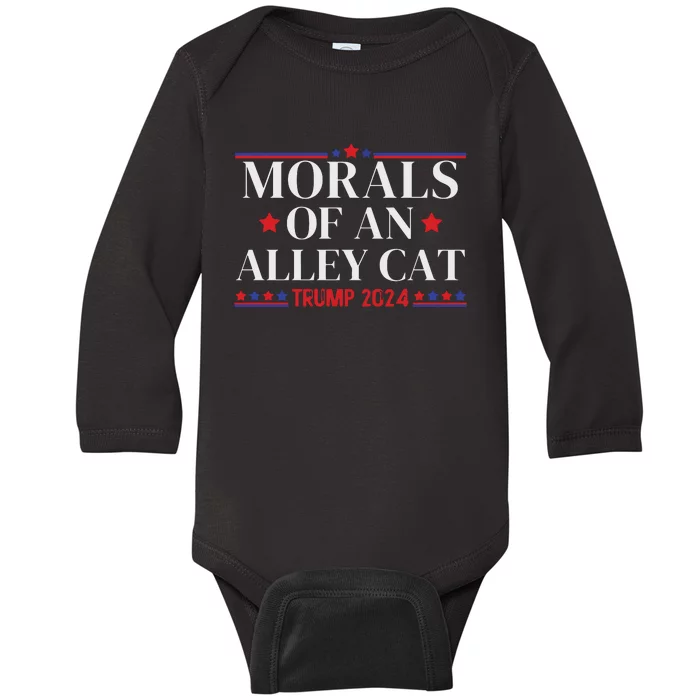 Election 2024 Morals Of An Alley Cat Political Debate Take America Back Maga Baby Long Sleeve Bodysuit