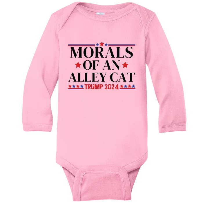 Election 2024 Morals Of An Alley Cat Political Debate Take America Back Maga Baby Long Sleeve Bodysuit