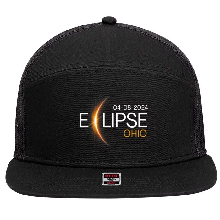 Eclipse 2024 Ohio Solar Totality Eclipse Ohio Solar 2024 7 Panel Mesh Trucker Snapback Hat