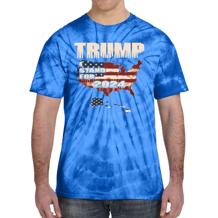 Election 2024 President Trump I Stand Merica Gift Tie-Dye T-Shirt