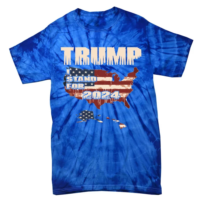 Election 2024 President Trump I Stand Merica Gift Tie-Dye T-Shirt