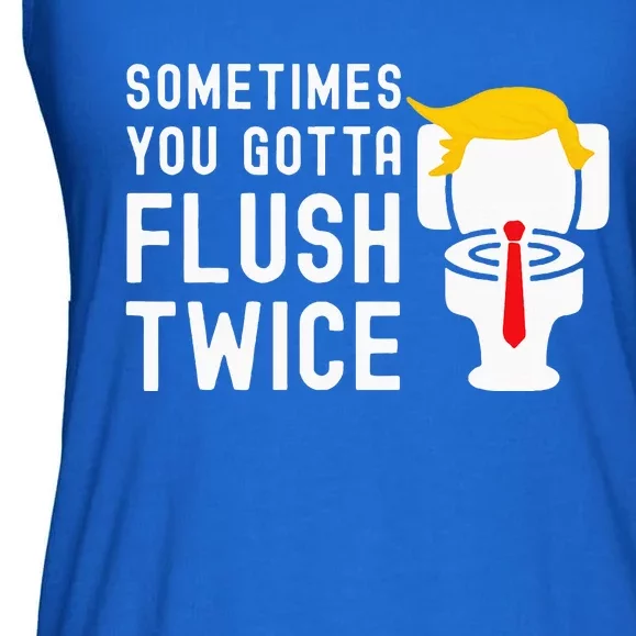 Election 2024 Sometimes You Gotta Flush Twice Ladies Essential Flowy Tank