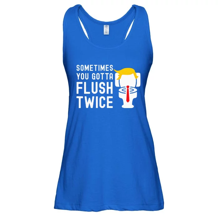 Election 2024 Sometimes You Gotta Flush Twice Ladies Essential Flowy Tank