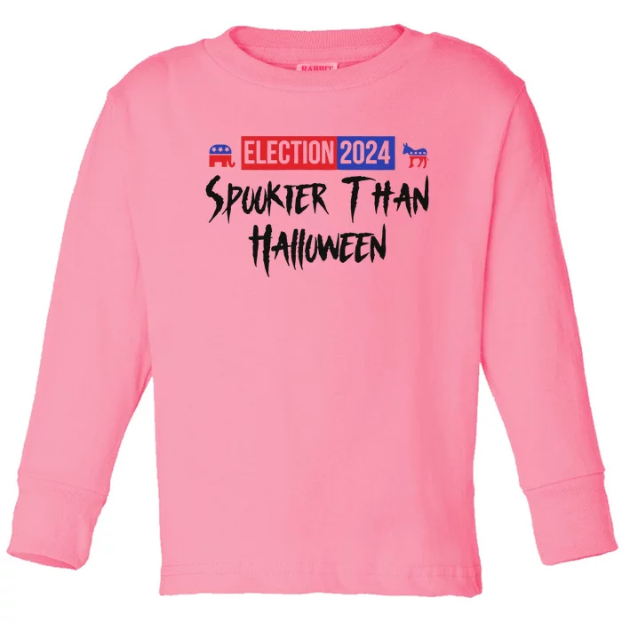 Election 2024 Spookier Than Halloween Political Toddler Long Sleeve Shirt