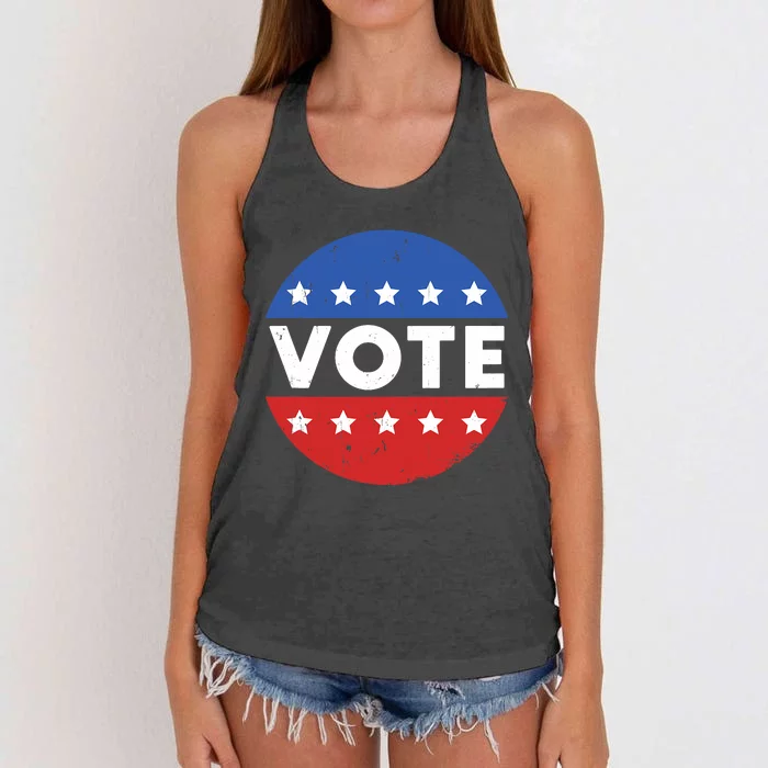 Election 2024 Voter Vintage Button Women's Knotted Racerback Tank