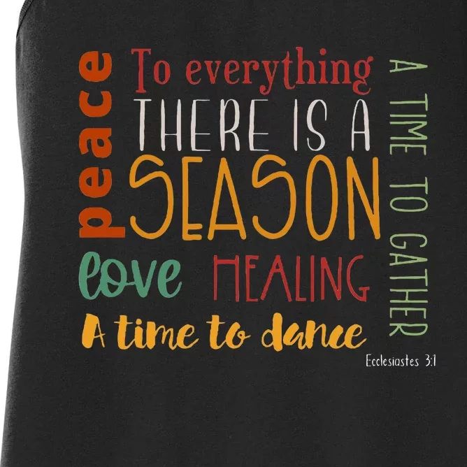 Ecclesiastes 3 Bible Verse Typography Fall Autumn Women's Racerback Tank