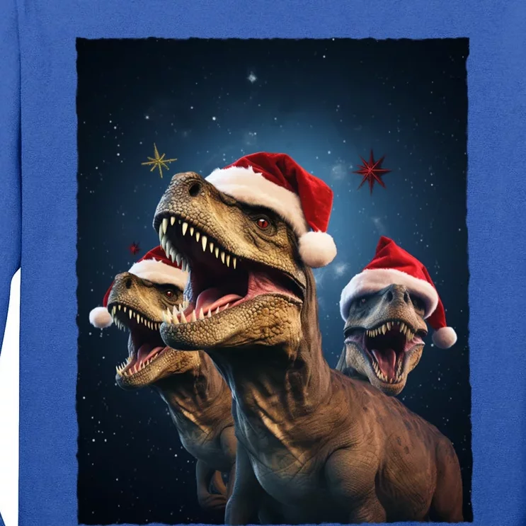 Epic 3 Trex Santa Christmas Trex Gift Tall Long Sleeve T-Shirt