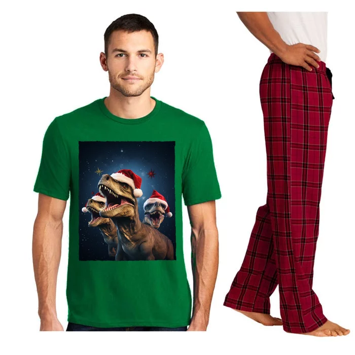 Epic 3 Trex Santa Christmas Trex Gift Pajama Set