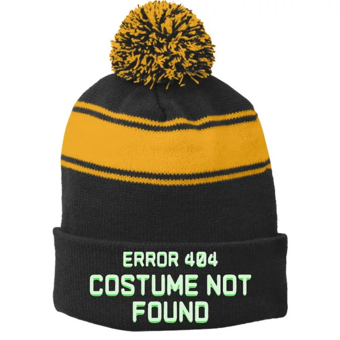 Error 404 Costume Funny Lazy Halloween Stripe Pom Pom Beanie